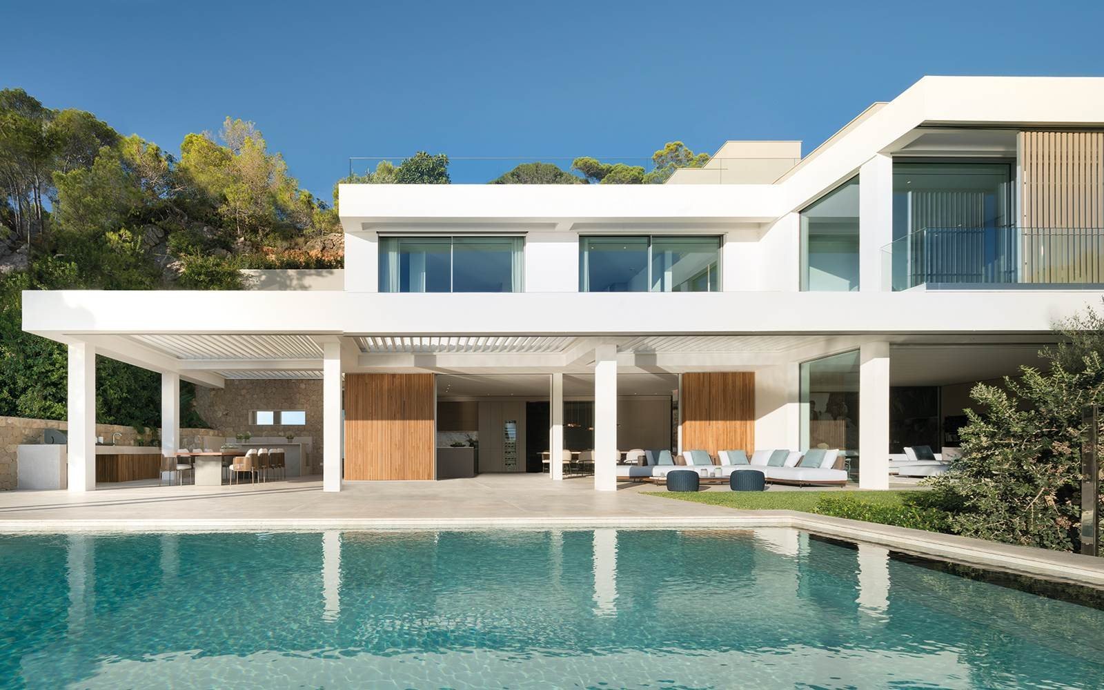 Modern white villa with pool and garden, Mallorca