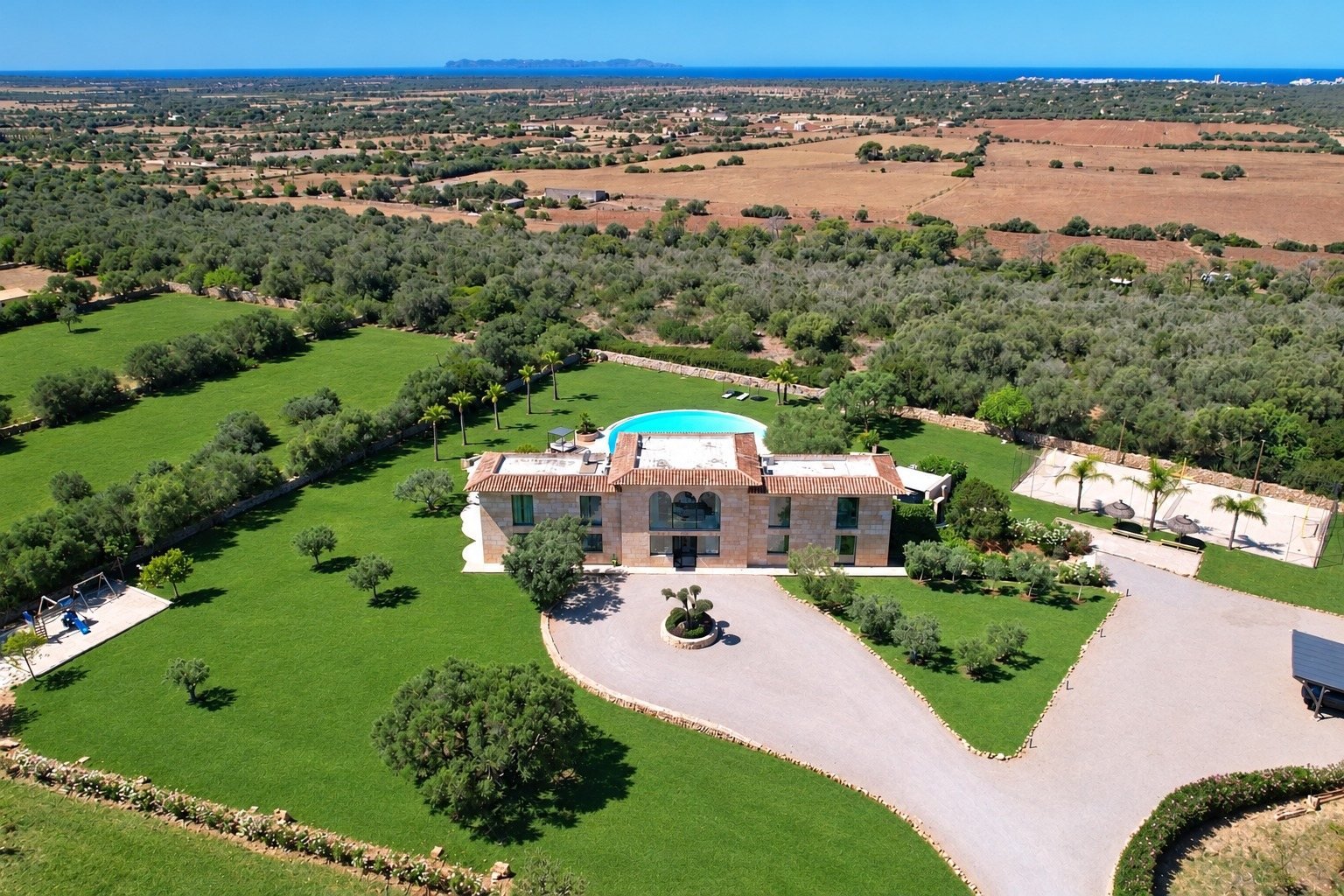 Aerial view of Villa Eden Roc gardens in Ses Salines, Mallorca