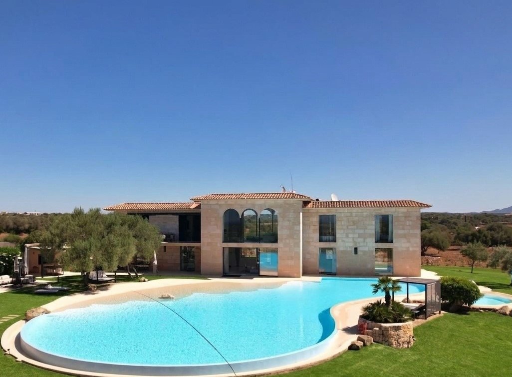 Villa Eden Roc pool and lawn in Ses Salines, Mallorca